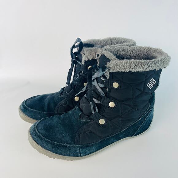 Columbia Boots Women’s 7 Omni-Heat Snow Black/Blue Suede - Picture 1 of 8